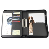 Logo en relief personnalisé A4 PU PVC sac en cuir hommes organisateur couverture rigide portefeuille porte-clés fichier dossier sac porte-clés fermeture à glissière