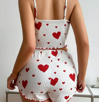 Pijamas Casuales de Verano para Mujer, Transpirables, de Punto Jacquard, con Tirantes Finos, Cintura Elástica, 2 Piezas, Lavado a Mano, Cuello Redondo