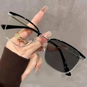 Lenti fotocromatiche Anti luce blu rettangolari occhiali metallo oro sopracciglio <span class=keywords><strong>foto</strong></span> grigio 2025 Computer colore cambianti occhiali Unisex - Product Image 3