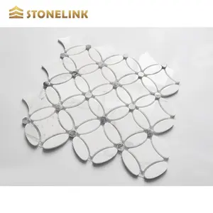 カスタムデザインモザイクタイル天然石大理石不規則なサイズデザインバックスプラッシュウォール3Dタイル