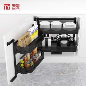 Modern Double-layer <b>Pull</b>-<b>Out</b> Storage Cabinet 2 <b>Drawers</b> 2 Shelves Aluminum Alloy Construction Easy Install Durable for <b>Kitchen</b> - Product Image 1