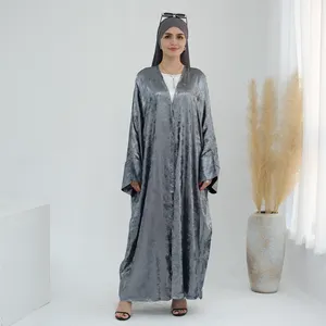 Großhandel moderner Kardigan Abaya Schädel Polyester bescheidenes Damenkleid muslimisches Kleid islamische Kleidung vorne offen Abaya Dubai Abaya