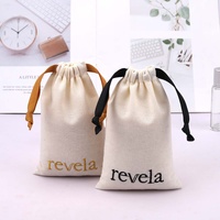 Petite pochette à poussière réutilisable écologique pour le rangement des bijoux en coton et lin avec logo personnalisé Sac à cordon en mousseline