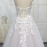 Robe de mariée élégante en dentelle à col doux, avec des applications de paillettes, de style moderne, taille plus, longueur au sol, coupe en A, pour la mariée