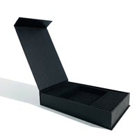 Boîte d'emballage noire recyclable de qualité supérieure pour parfum, emballage rabattable, boîte cadeau avec fermeture magnétique, boîte en papier avec plateau en mousse
