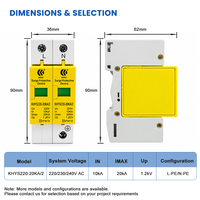 Perangkat Perlindungan Lonjakan Tegangan AC Satu Fasa Dua Kutub T2 Din Rail 220V/230V/240V Garansi 1.2kV CE RoHS 20KA untuk Kotak Distribusi