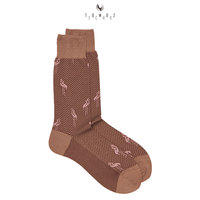 Chaussettes habillées de luxe pour hommes en coton mercerisé 240N, motif chevrons marron noyer, fantaisie flamant rose, antibactériennes, logo personnalisé