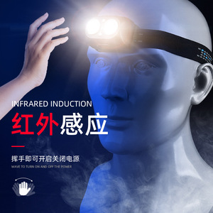 Linterna frontal LED recargable con sensor infrarrojo para pesca - Product Image 1
