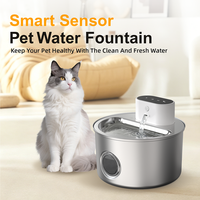 Fontaine à eau pour animaux de compagnie OEM 4L à piles avec détecteur de mouvement, sans fil, pour chiens et chats, en acier inoxydable, avec fenêtre visible