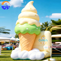 Modèle de crème glacée gonflable personnalisé pour centre commercial extérieur, décoration estivale, en tissu Oxford, avec ventilateur intégré, durable
