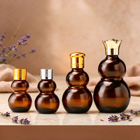 Flacon en verre en forme de gourde, réutilisable, pour cosmétiques, huiles essentielles, sérum, échantillons, avec couvercles