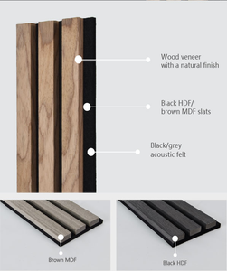 Paneles acústicos de listones de madera OEM WINEGO Panel acústico de pared de chapa de madera Panel acústico de madera con acabado natural - Product Image 1