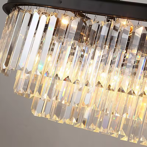 Nouvel arrivage Luminaire suspendu noir Golde Salon Rectangle Lustres en cristal K9 à prix compétitif - Product Image 6