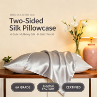 Taies d'oreiller double face ultra douces, personnalisées, luxe, 100% soie + 100% Tencel, tissées, modernes, pour un sommeil profond, coffret cadeau