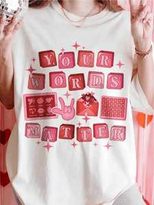 T-shirt I'm Agent of Syndrome Your Words Matter, taglia grande, camicia casual per San Valentino, unisex, in poliestere, girocollo, manica corta - Product Image 3