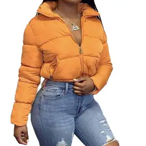 Populaire Cropped Jacket Omlaag Parka 2022 Mode Winter Kleding Vrouwen Warme Bubble Jassen Oranje Zwart Uitloper