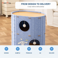 En gros, Lit pour chat en feutre multicouche, universel toutes saisons, bleu, mignon, avec structure d'escalade, maison-caverne et cachette, lavable