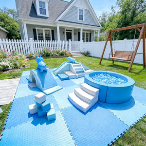 カスタマイズ可能な青と白の幼児用ソフトプレイ構造セット、屋内外遊具、ボールプール、滑り台、トンネル（子供用） - Product Image 2