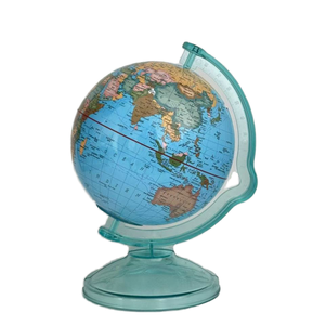Mini Globo Terráqueo de Plástico Transparente Cian con Base Giratoria 360°, Decoración Educativa para Escritorio, Ahorro de Dinero, Geografía - Product Image 1