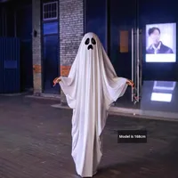 Costume de performance en polyester d'horreur Halloween transfrontalier Cosplay Party White Ghost Masquerade Cape adulte unisexe