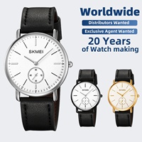 Montre Skmei 2308 pour homme, minimaliste, ronde, analogique, personnalisée, cadran clair, montre à aiguilles, classique, simple, montre habillée pour homme, usage quotidien