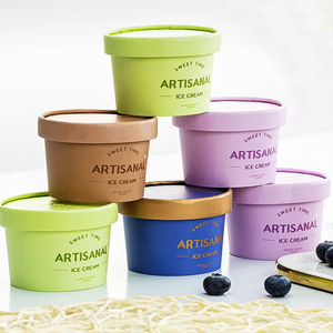 Hot bán 4oz 8oz Cá nhân hoá tùy chỉnh cấp thực phẩm snack bao bì <span class=keywords><strong>container</strong></span> Bát kem sữa chua Kraft cốc giấy có nắp đậy - Product Image 6