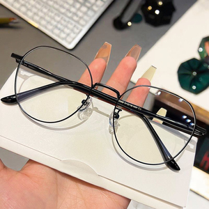 Kim loại mới lớn NỬA KHUNG chống ánh sáng màu xanh không theo toa kính đọc sách thời trang mô hình hình học kim cương hình dạng khuôn mặt - Product Image 2