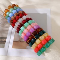 Bracelets perlés épais en résine, bracelet extensible tendance, bijoux de plage d'été, cadeau pour elle, bracelets à perles carrées en acrylique