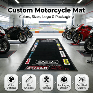 Tappetino Antiscivolo in Gomma per <span class=keywords><strong>Garage</strong></span> con Logo Personalizzato, <span class=keywords><strong>Tappeto</strong></span> per <span class=keywords><strong>Moto</strong></span> Impermeabile, Tappetino per Parcheggio <span class=keywords><strong>Moto</strong></span> da Esterno - Product Image 1