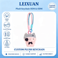 Porte-clés en peluche chat rose et gris Kawaii avec patch oculaire en forme de cœur et nœud, pendentif de sac style poupée gothique, dragonne en paracorde bicolore pour fille
