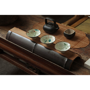 Bamboo Tea And <b>Snack</b> <b>Tray</b> Carbonized Wood Pattern Home Use Serving <b>Tray</b> - Product Image 2