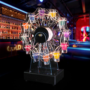 Support à verres à shot en acrylique éclairé par LED, 12 trous, pour bar, KTV, cocktail party, style grande roue, avec lumière rechargeable - Product Image 3