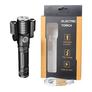 1000 Lumens Electric Torch Siêu Sáng Cầm Tay Du Lịch Đèn Pin Sạc Không Thấm Nước Zoomable LED Tactical Đèn Pin CE