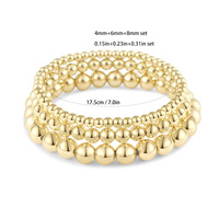 Ensemble de bracelets en acier inoxydable européens et américains, ensemble de bracelets en acier inoxydable plaqué or 18 carats, boules dorées, 4 mm, 6 mm, 8 mm
