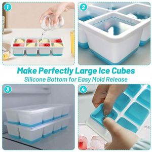 Large <b>Square</b> Colorful Silicone Ice Cube Trays Reusable Tableware for Home Freezer Baby Food Cool Ball Mold Shape Promotional - Product Image 5