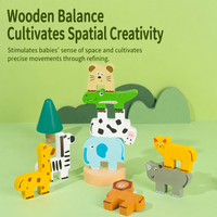 Jeu d'empilage et d'équilibre en bois pour animaux, jouet éducatif Montessori, jeu d'apprentissage STEM, cartes de défi de puzzle, vente en gros OEM ODM