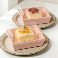 Boîte en papier rose jetable pour l'emballage alimentaire, boîte à charcuterie pour sushi, sandwich, gâteau, tarte aux œufs, papier kraft avec couvercle transparent