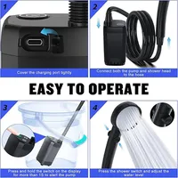 Douche portable pour le camping, pompe de douche extérieure rechargeable 6000 mAh avec affichage numérique intelligent et écran LED