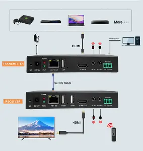 エクステンダー70MHdmiとRs232Hdmiケーブルエクステンダーir rj45 rs232 hdmi 4kをサポート