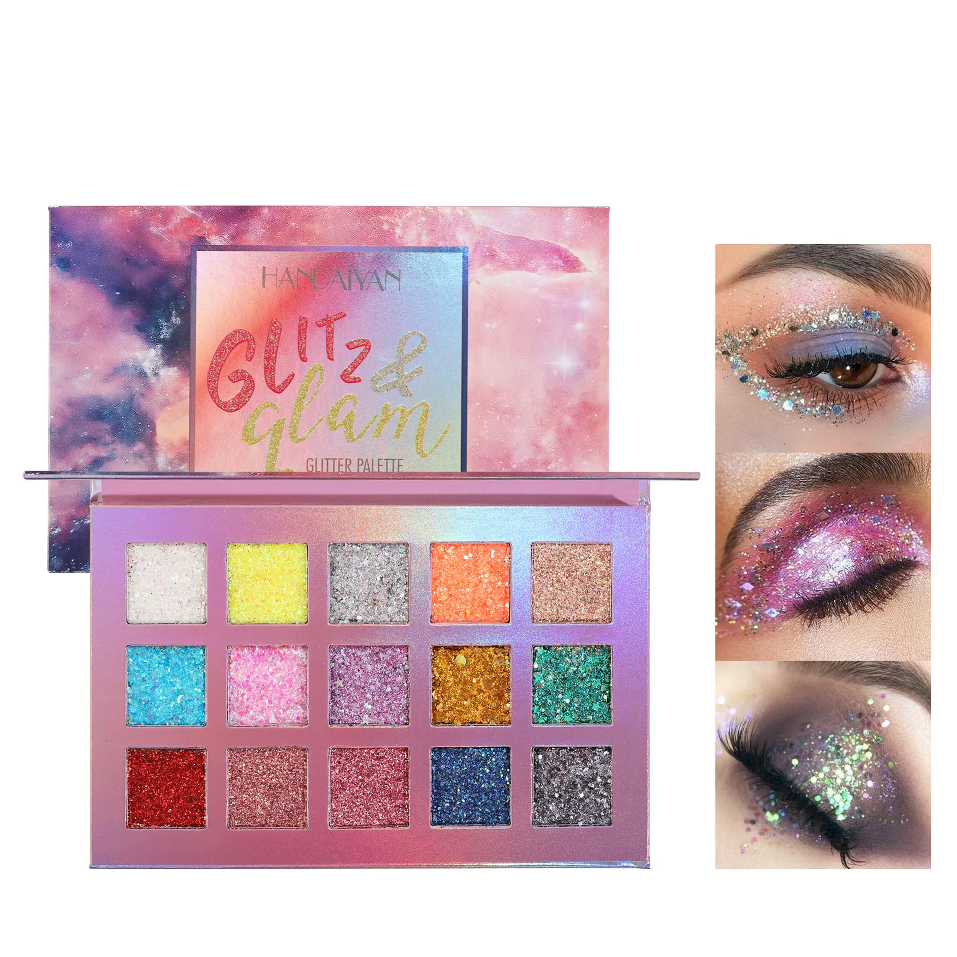 New Design15 Color Vision High Pigment Body Art Glass Sequences Eye Shadow Shine Bright with Sparkling Eyeshadow