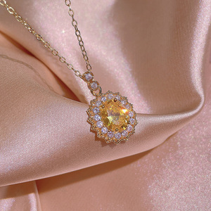 Classique à la mode rond jaune CZ ensemble de bijoux pour les femmes pour mariage Zircon CZ africain Dubai bijoux de mariée <span class=keywords><strong>tenue</strong></span> de fête de danse - Product Image 3