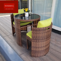 Ensemble de tables basses modernes compactes en rotin avec miroir, mobilier de jardin unique pour cour, hôtel, villa, balcon, pour le café