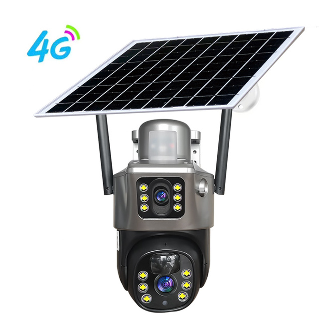 Wireless Outdoor PTZ Camera with Solar Panel 4G/WiFi Dual Mode AI Tracking & Alarm Flash Light Connectivity and Cloud Service
