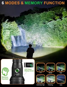 Lampe torche tactique LED USB rechargeable 30W XHP160 en gros, corps en aluminium haute puissance, portée 1000m - Product Image 5