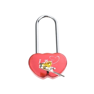 Candado de doble corazón con llave de gancho de aluminio largo Desbloqueo antirrobo Diferentes colores - Product Image 2