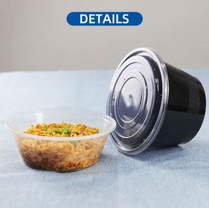 Bol en plastique transparent jetable, 360 ml-3500 ml, avec couvercle, pour livraison de repas par micro-ondes, préparation de repas, livraison de salades et de soupes - Product Image 3