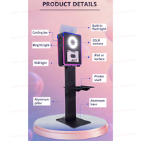 Offre Spéciale : Cabine Photo Carrée en Aluminium pour Appareil Photo Reflex Numérique avec Lumière d'Ambiance RGB, Impression Instantanée et Partage de Photos via iPad pour Mariages et Événements