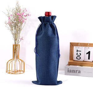 Wellflyer PRMA-330 Cổ điển chất lượng chuyên nghiệp Dark <span class=keywords><strong>Red</strong></span> duy nhất linen có thể gập lại túi rượu với dây rút quà tặng bao bì - Product Image 3