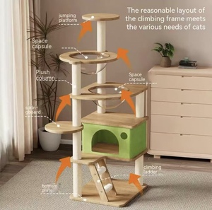 Dört Mevsim Dayanıklı Kedi Tırmanma Çerçevesi ve Kutu Seti, Uzay Kabin Yatağı, Tırmalama Direği ve Tahta - Dayanıklı Ahşap Malzeme - Product Image 5