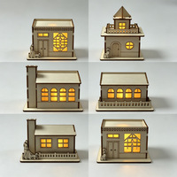 Kit Rumah Natal Kayu DIY Grosir, Belum Terpasang, Potongan Laser 3D, Model Kabin Puzzle Kayu <50 Potongan, Perakitan Mudah, Edukatif